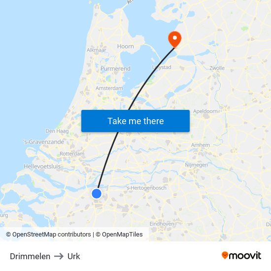 Drimmelen to Urk map