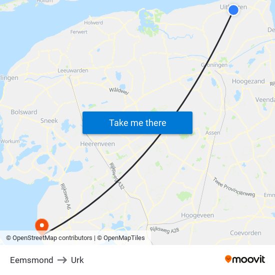 Eemsmond to Urk map