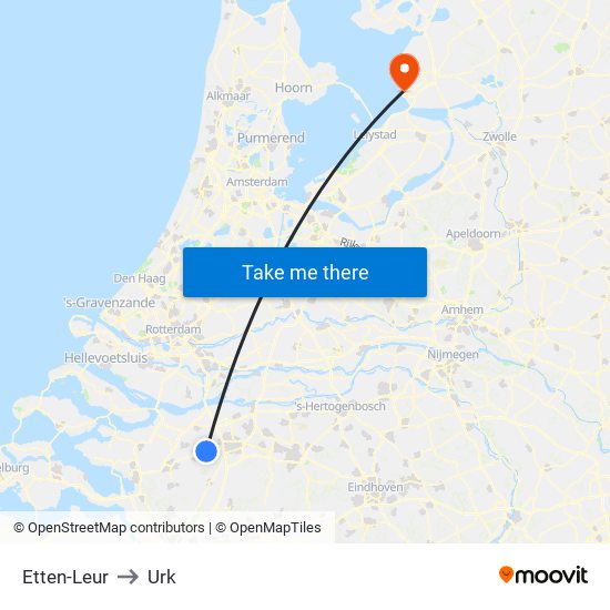 Etten-Leur to Urk map