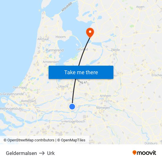 Geldermalsen to Urk map