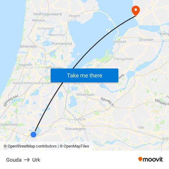 Gouda to Urk map