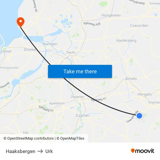 Haaksbergen to Urk map