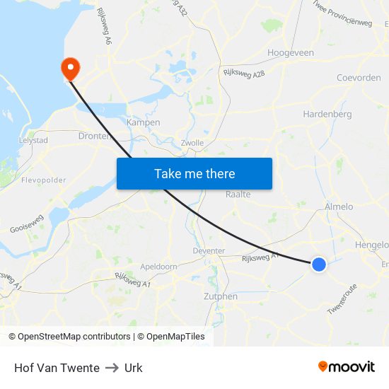 Hof Van Twente to Urk map