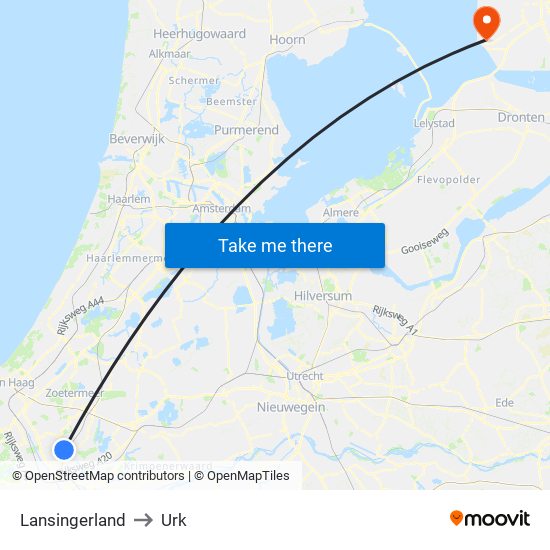 Lansingerland to Urk map