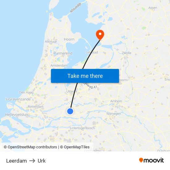 Leerdam to Urk map