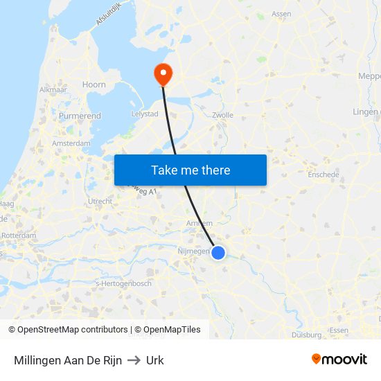 Millingen Aan De Rijn to Urk map
