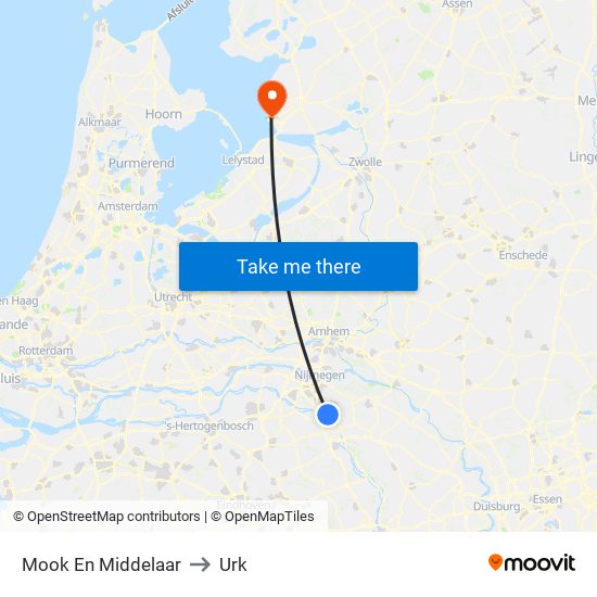 Mook En Middelaar to Urk map