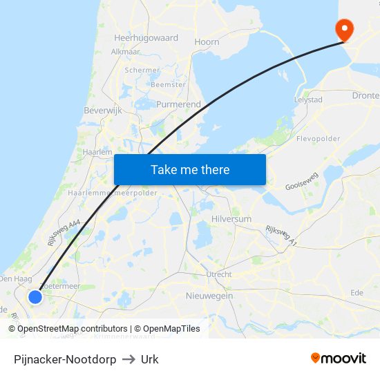 Pijnacker-Nootdorp to Urk map