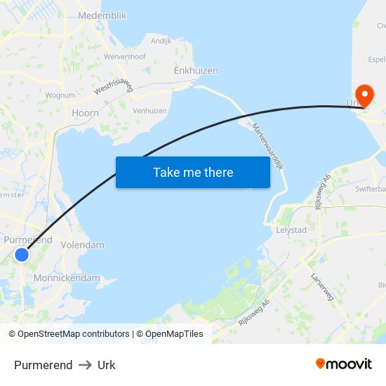 Purmerend to Urk map