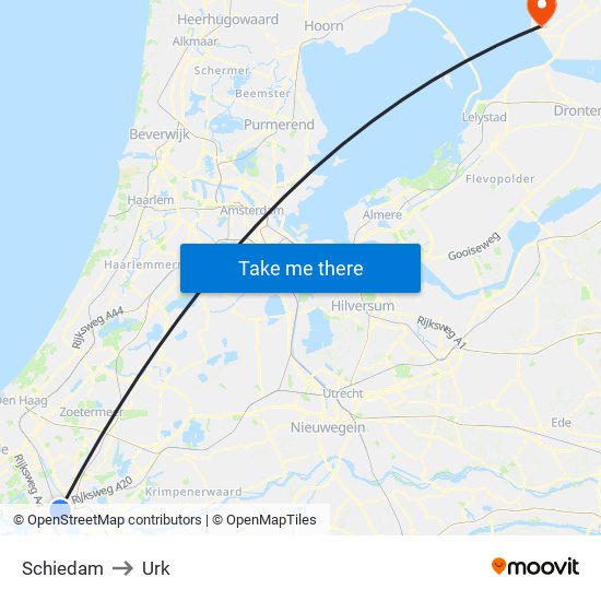 Schiedam to Urk map