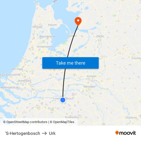 'S-Hertogenbosch to Urk map
