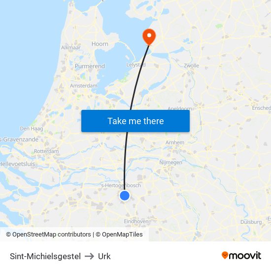 Sint-Michielsgestel to Urk map