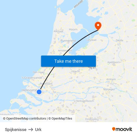 Spijkenisse to Urk map