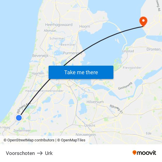 Voorschoten to Urk map