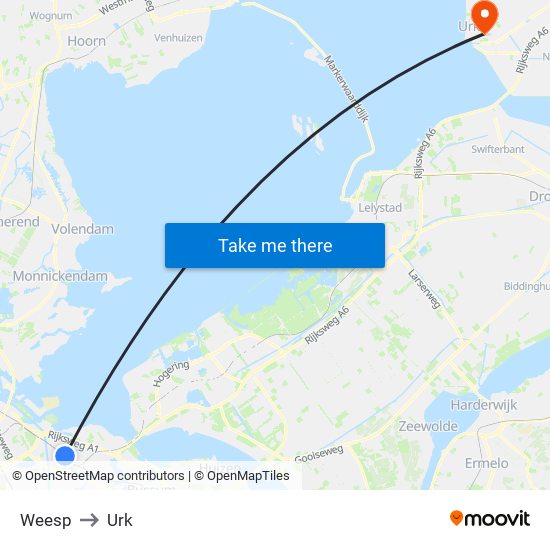Weesp to Urk map