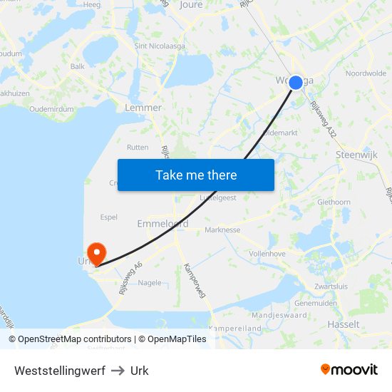Weststellingwerf to Urk map