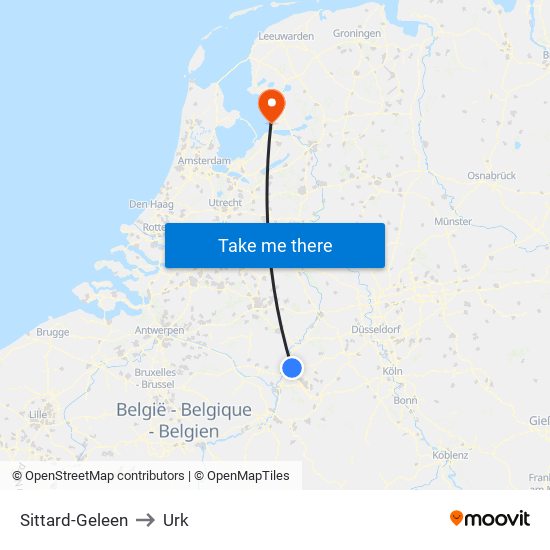 Sittard-Geleen to Urk map