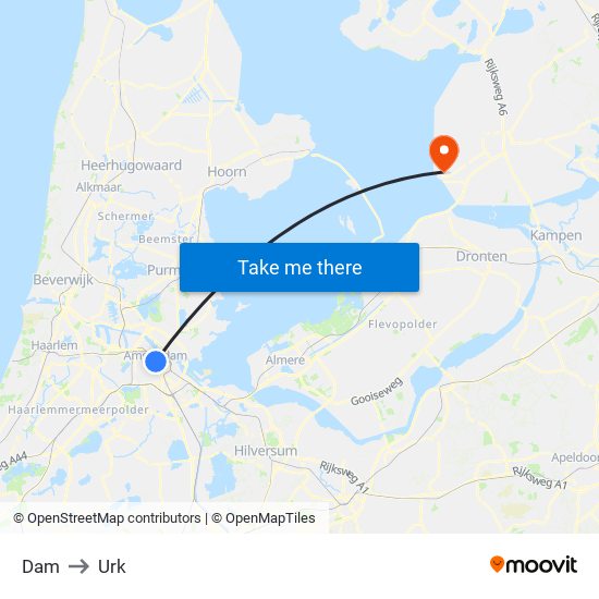 Dam to Urk map