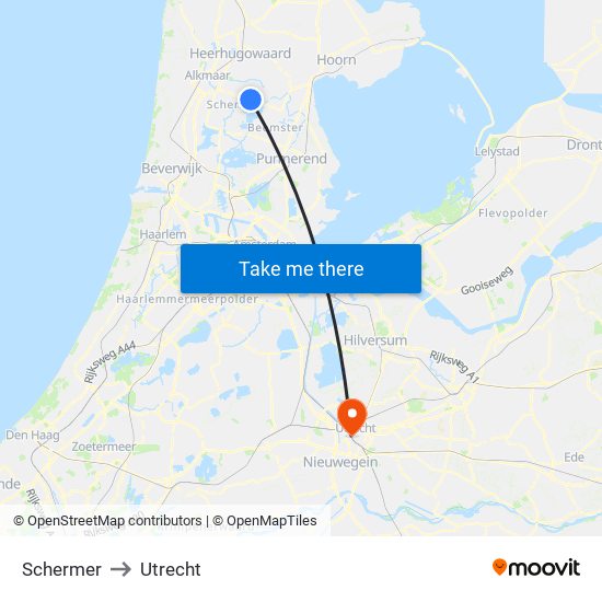 Schermer to Utrecht map