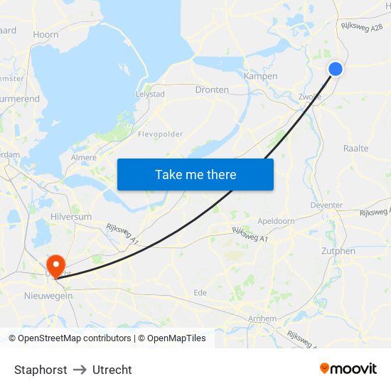 Staphorst to Utrecht map