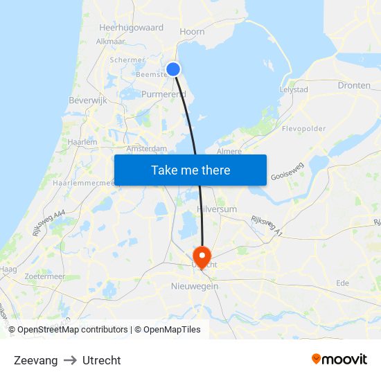 Zeevang to Utrecht map