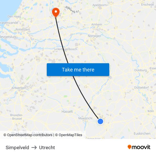 Simpelveld to Utrecht map