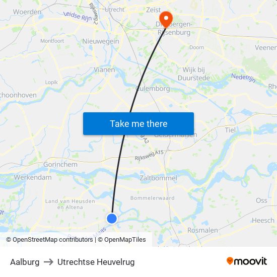 Aalburg to Utrechtse Heuvelrug map