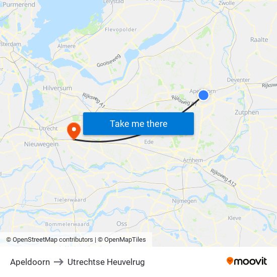Apeldoorn to Utrechtse Heuvelrug map