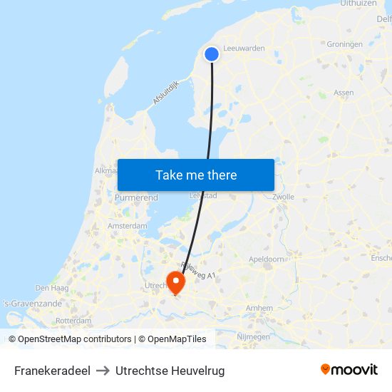 Franekeradeel to Utrechtse Heuvelrug map