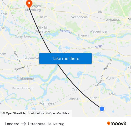 Landerd to Utrechtse Heuvelrug map