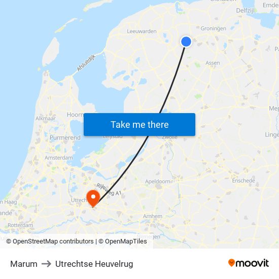 Marum to Utrechtse Heuvelrug map