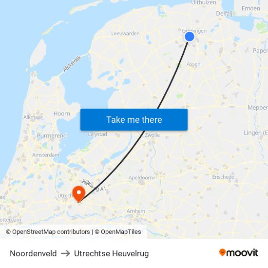 Noordenveld to Utrechtse Heuvelrug map