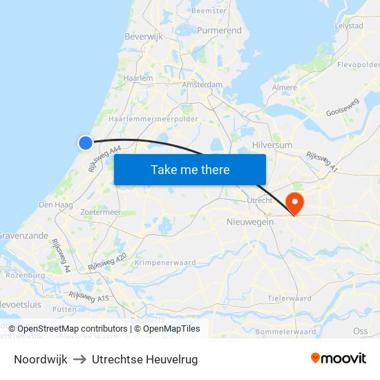 Noordwijk to Utrechtse Heuvelrug map
