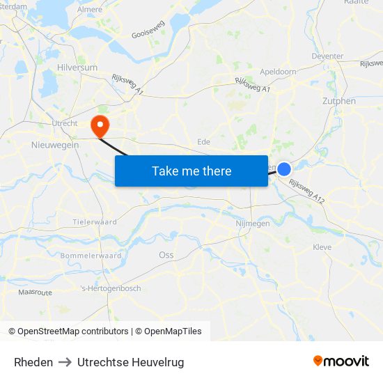 Rheden to Utrechtse Heuvelrug map