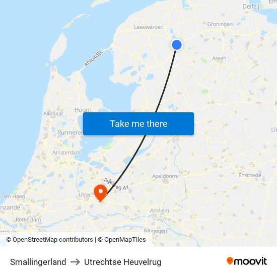 Smallingerland to Utrechtse Heuvelrug map