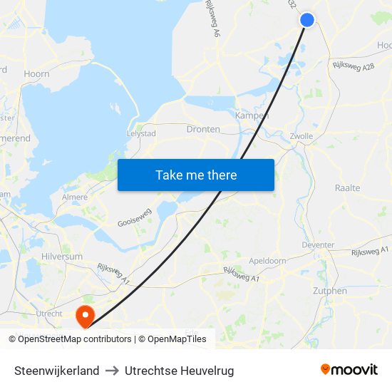 Steenwijkerland to Utrechtse Heuvelrug map