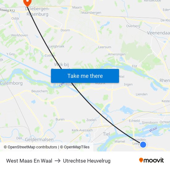 West Maas En Waal to Utrechtse Heuvelrug map