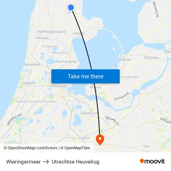 Wieringermeer to Utrechtse Heuvelrug map