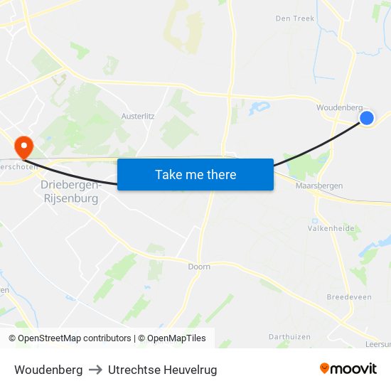 Woudenberg to Utrechtse Heuvelrug map