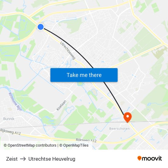 Zeist to Utrechtse Heuvelrug map