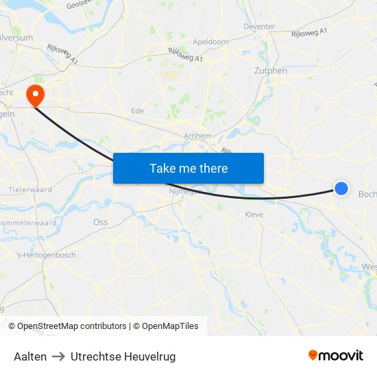 Aalten to Utrechtse Heuvelrug map