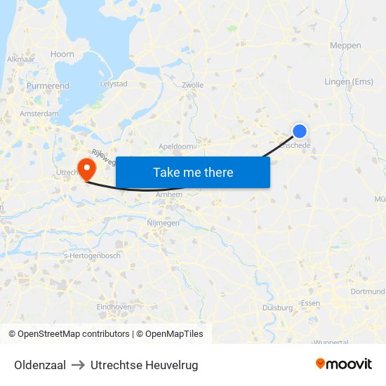 Oldenzaal to Utrechtse Heuvelrug map