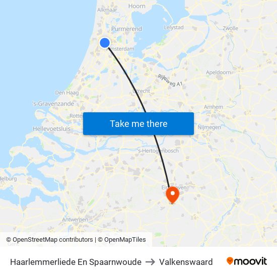 Haarlemmerliede En Spaarnwoude to Valkenswaard map