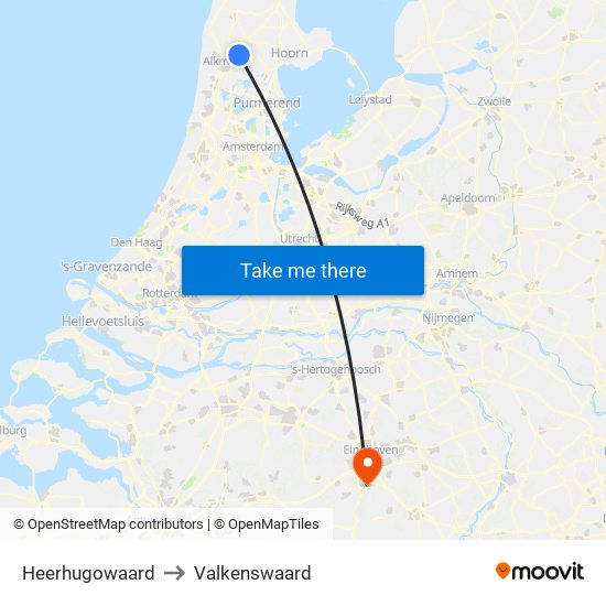 Heerhugowaard to Valkenswaard map