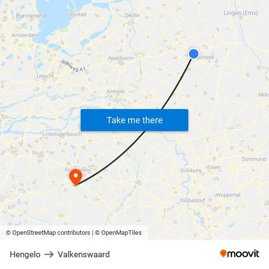 Hengelo to Valkenswaard map