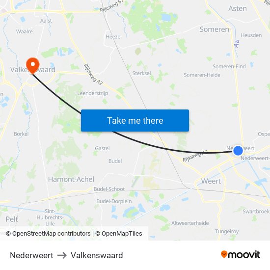 Nederweert to Valkenswaard map