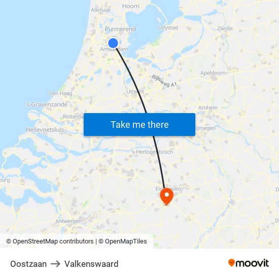 Oostzaan to Valkenswaard map