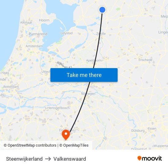 Steenwijkerland to Valkenswaard map