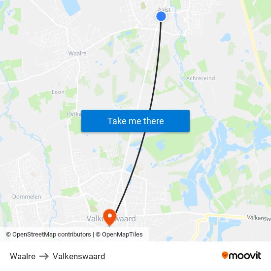 Waalre to Valkenswaard map