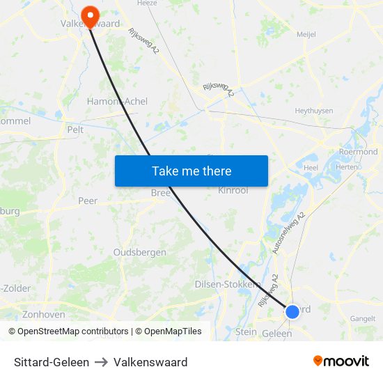 Sittard-Geleen to Valkenswaard map